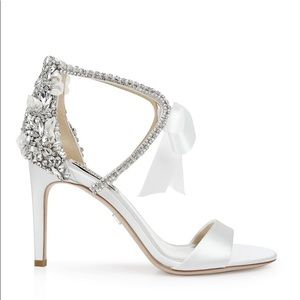 Badgley Mischka Bonita Bejeweled Strappy Stiletto White Bridal